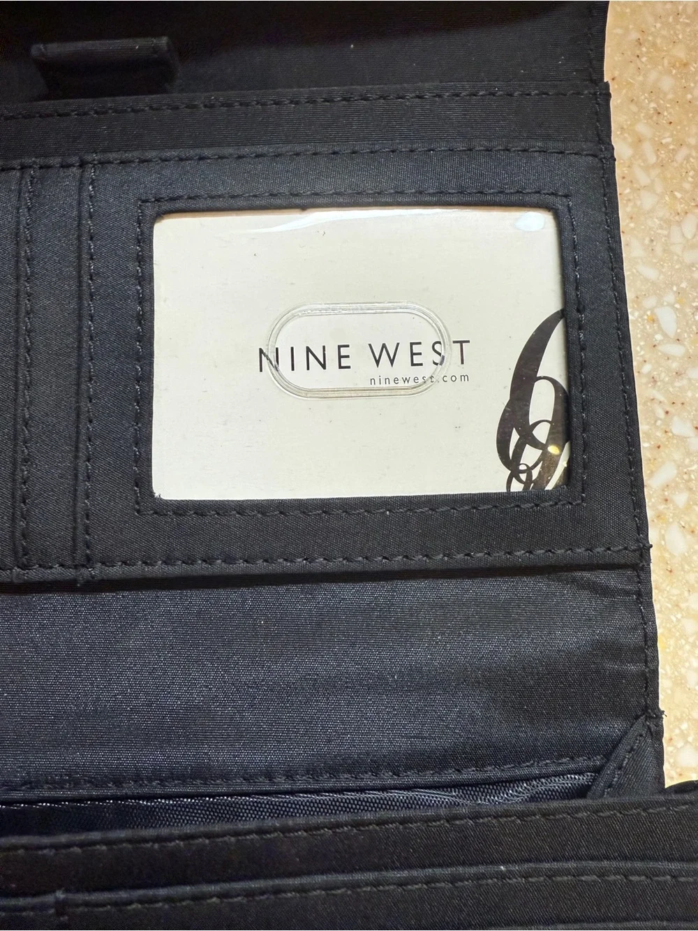 Nine West Black Leather Wallet with Contrast Stitching Women’s Long Billfold